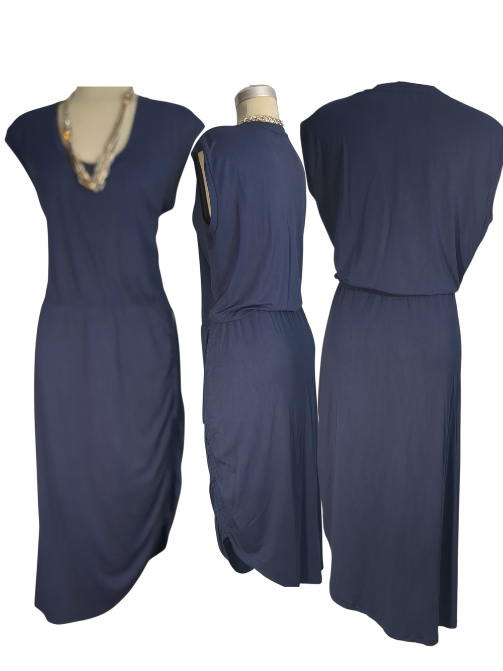 Heartloom Navy Cap-Sleeve Midi Dress